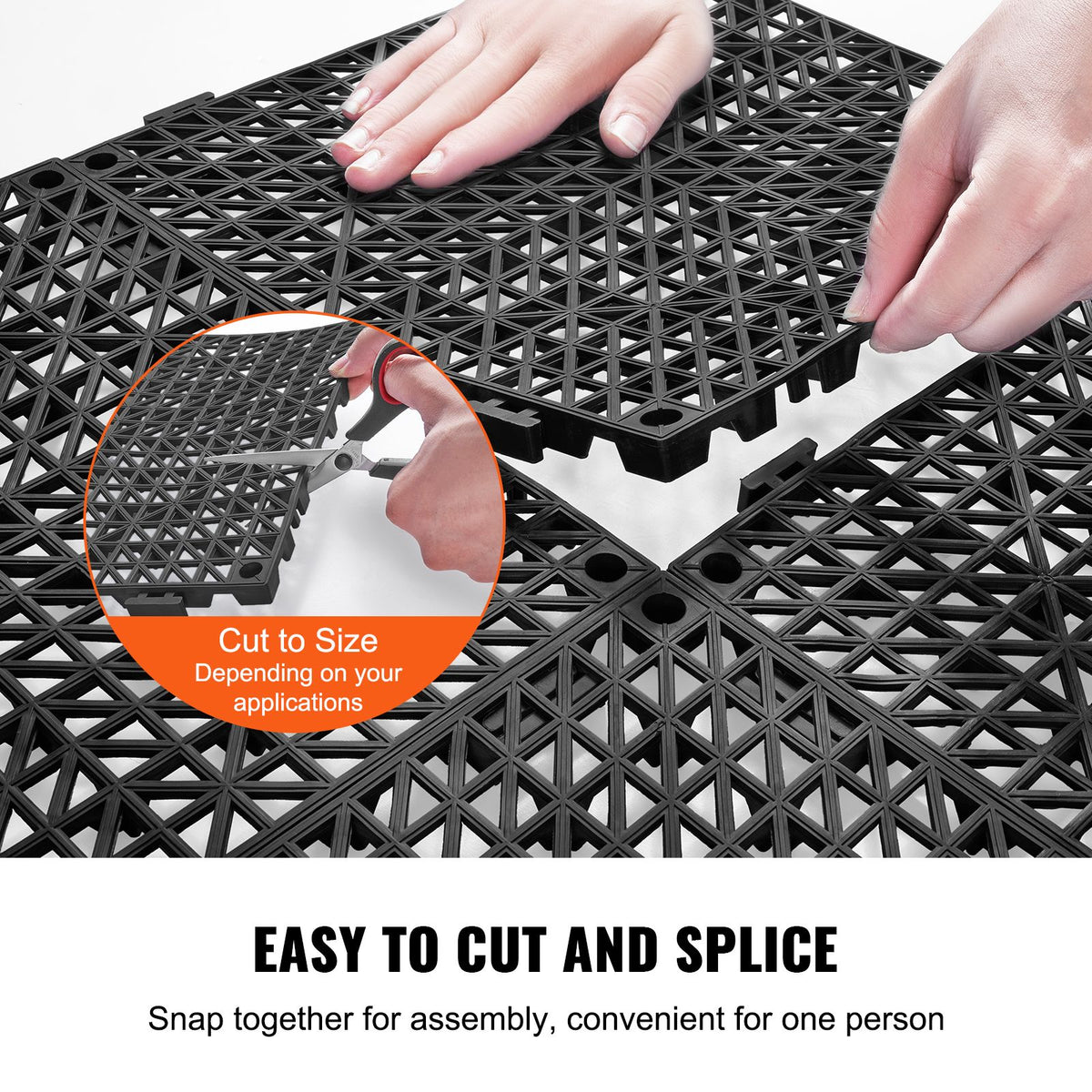 Modular Interlocking Cushion, 55 Pack 30 x 30 cm Splicing Drainage Mats, PVC Interlocking Drainage Floor Tiles, Non-Slip Drainage Holes for Restroom, Bathroom, Kitchen, Pool, Wet Area, Black
