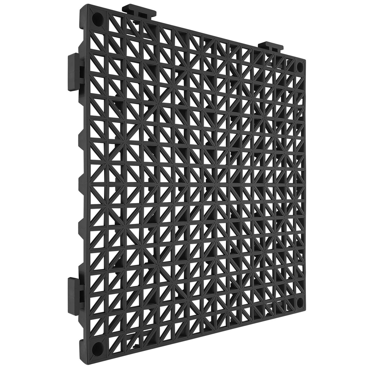 Modular Interlocking Cushion, 55 Pack 30 x 30 cm Splicing Drainage Mats, PVC Interlocking Drainage Floor Tiles, Non-Slip Drainage Holes for Restroom, Bathroom, Kitchen, Pool, Wet Area, Black