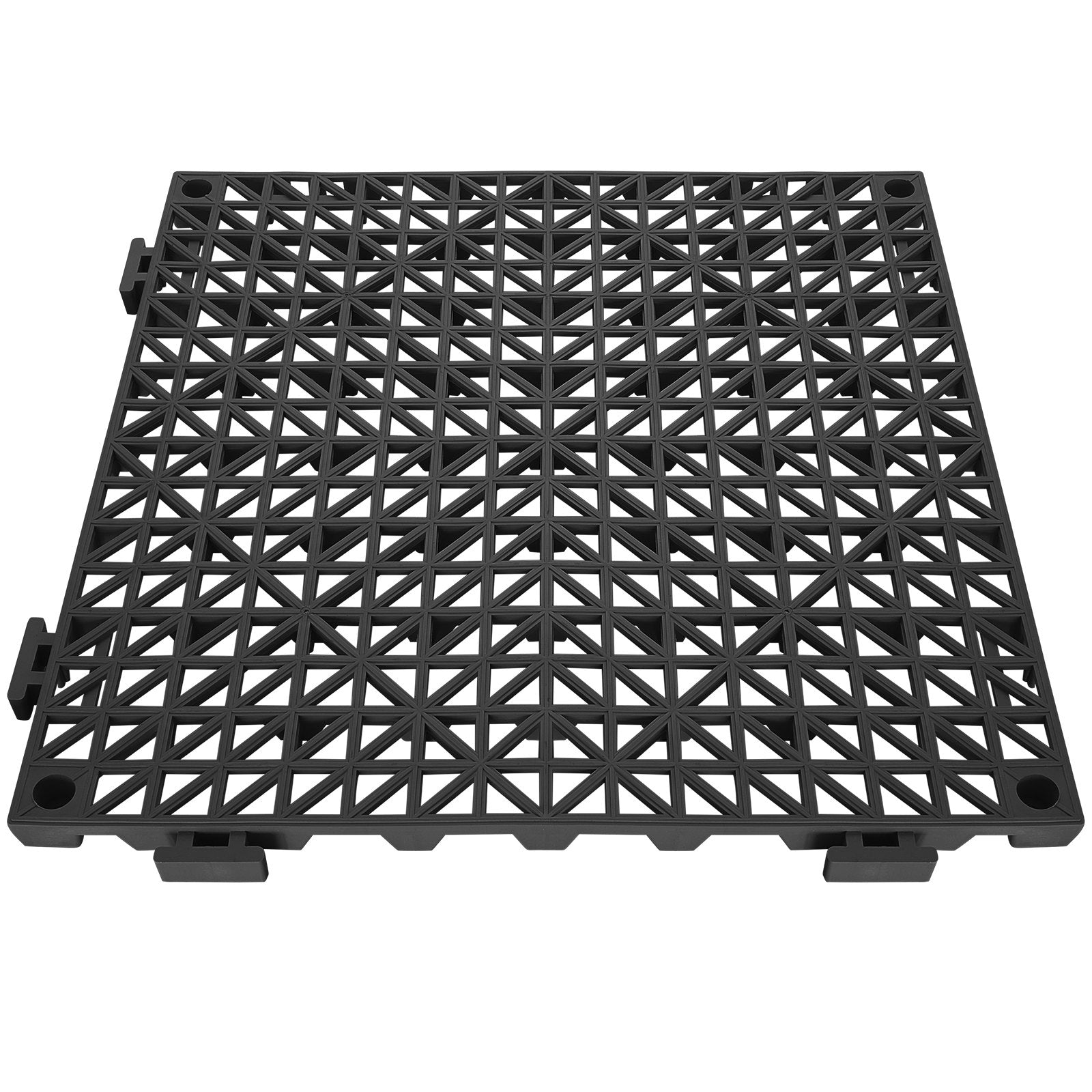 Modular Interlocking Cushion, 55 Pack 30 x 30 cm Splicing Drainage Mats, PVC Interlocking Drainage Floor Tiles, Non-Slip Drainage Holes for Restroom, Bathroom, Kitchen, Pool, Wet Area, Black