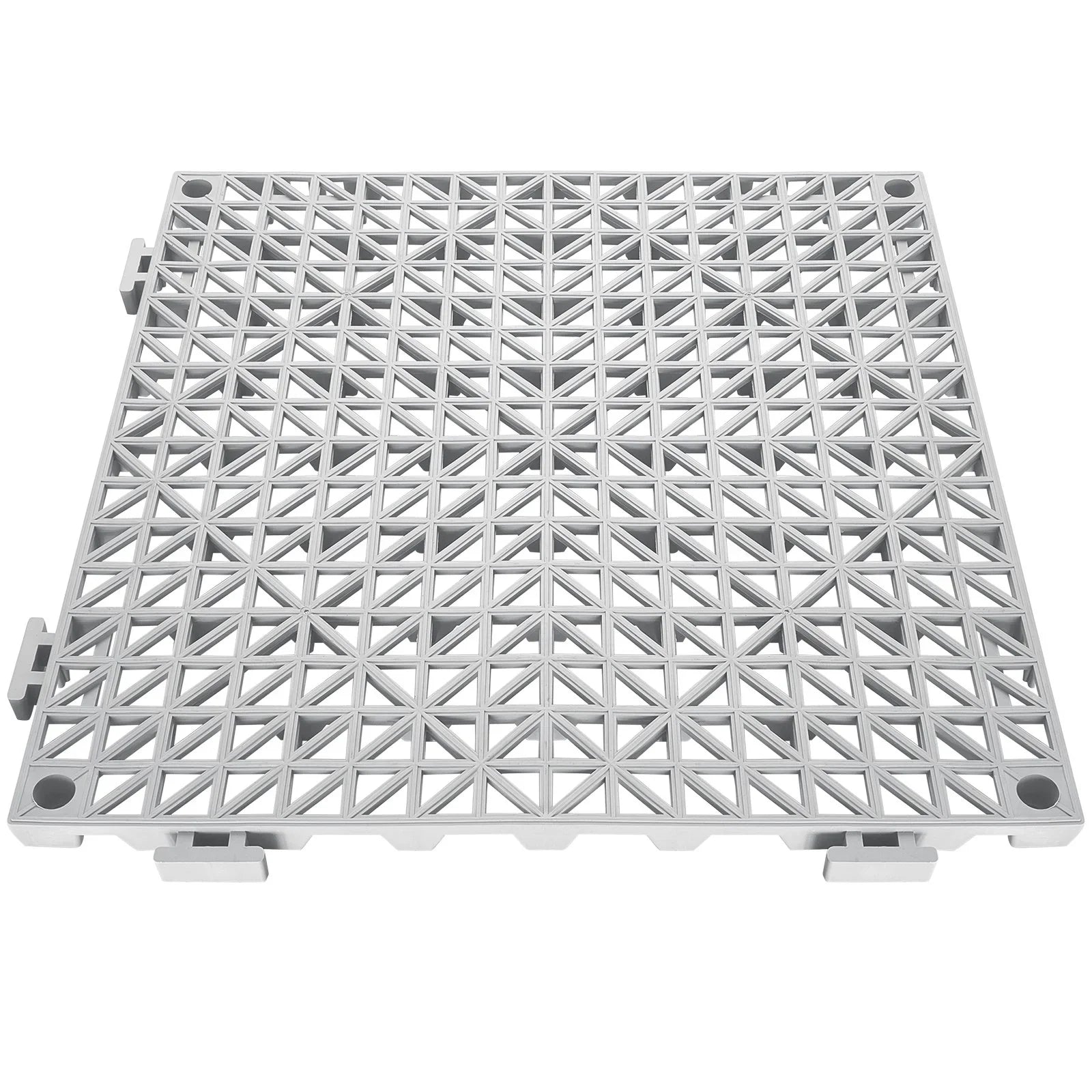 Modular Interlocking Cushion, 55 Pack 30 x 30 cm Splicing Drainage Mats, Soft PVC Interlocking Drainage Floor Tiles, Non-Slip Drainage Holes for Restroom, Bathroom, Kitchen, Pool, Wet Area, Gray
