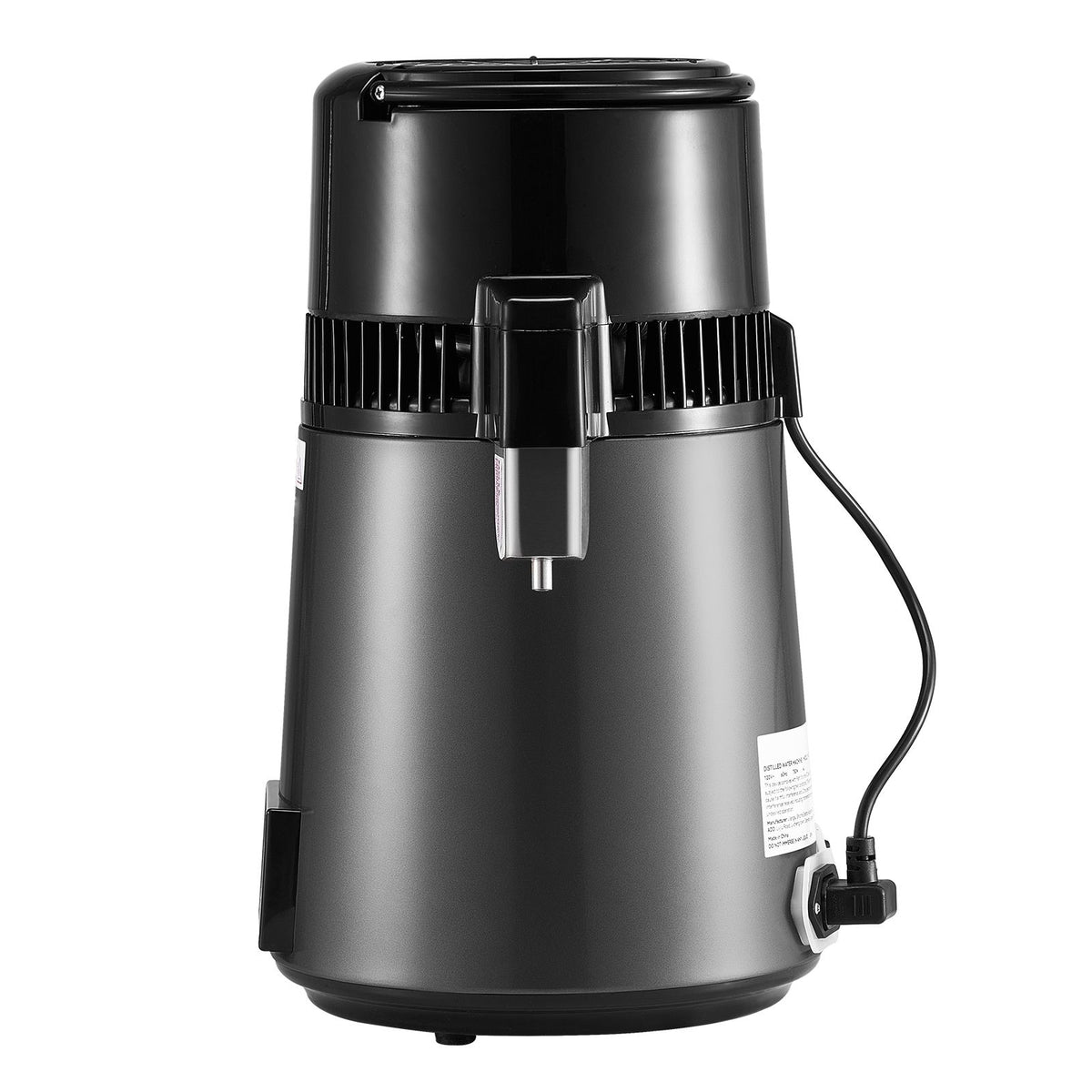 Water Distiller, 4L 1.1 Gallon Pure Water Purifier Filter For Home Table Countertop, 1750W Distilled Maker with Glass Pot, Stainless Steel Interior Drinking Machine to Make Clean Waters, Grey
