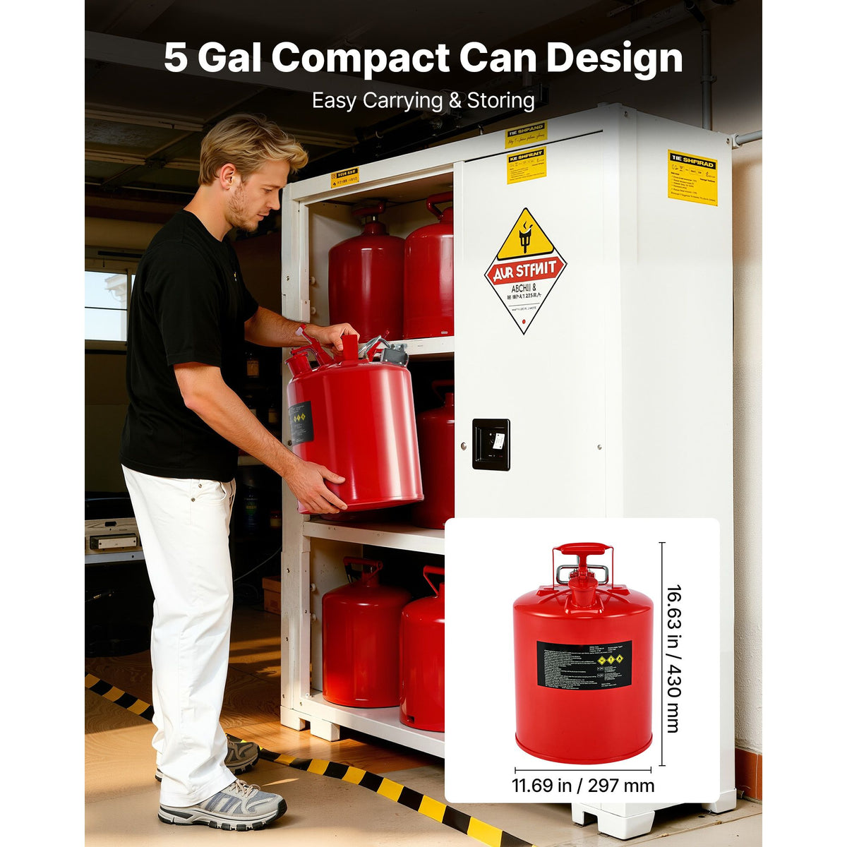 19L Type II Safety Gas Can Red Metal Fuel Storage with Spout