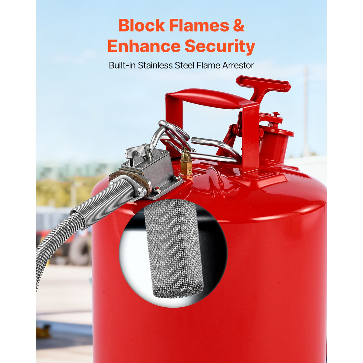19L Type II Safety Gas Can Red Metal Fuel Storage with Spout