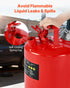 Safety Gas Can, 19 L Type II Red Safety Can for Gasoline with Stainless Steel Flame Arrester, Self-Closing Lid, and Flexible Metal Spout, Carbon Steel Flammable Storage with Ergonomic Handle