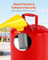 Safety Gas Can, 19 L Type I Red Safety Can for Gasoline with Stainless Steel Flame Arrester, Self-Closing Lid, and PE Funnel, Carbon Steel Flammable Fuel Storage Container with Ergonomic Handle
