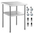 Stainless Steel Prep Table, 61 x 61 x 91.4 cm, 600lbs Load Capacity Heavy Duty Metal Worktable with Adjustable Undershelf & Universal Wheels, Commercial Workstation for Kitchen Garage Backyard