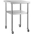 Stainless Steel Prep Table, 61 x 61 x 91.4 cm, 600lbs Load Capacity Heavy Duty Metal Worktable with Adjustable Undershelf & Universal Wheels, Commercial Workstation for Kitchen Garage Backyard