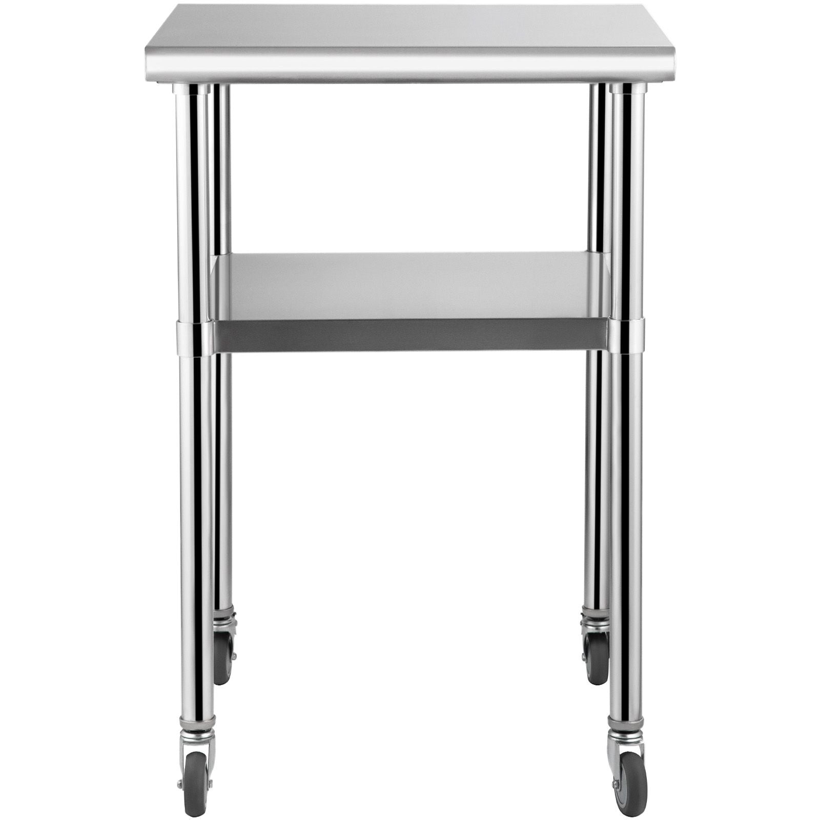 Stainless Steel Prep Table, 61 x 61 x 91.4 cm, 600lbs Load Capacity Heavy Duty Metal Worktable with Adjustable Undershelf & Universal Wheels, Commercial Workstation for Kitchen Garage Backyard