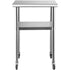 Stainless Steel Prep Table, 61 x 61 x 91.4 cm, 600lbs Load Capacity Heavy Duty Metal Worktable with Adjustable Undershelf & Universal Wheels, Commercial Workstation for Kitchen Garage Backyard