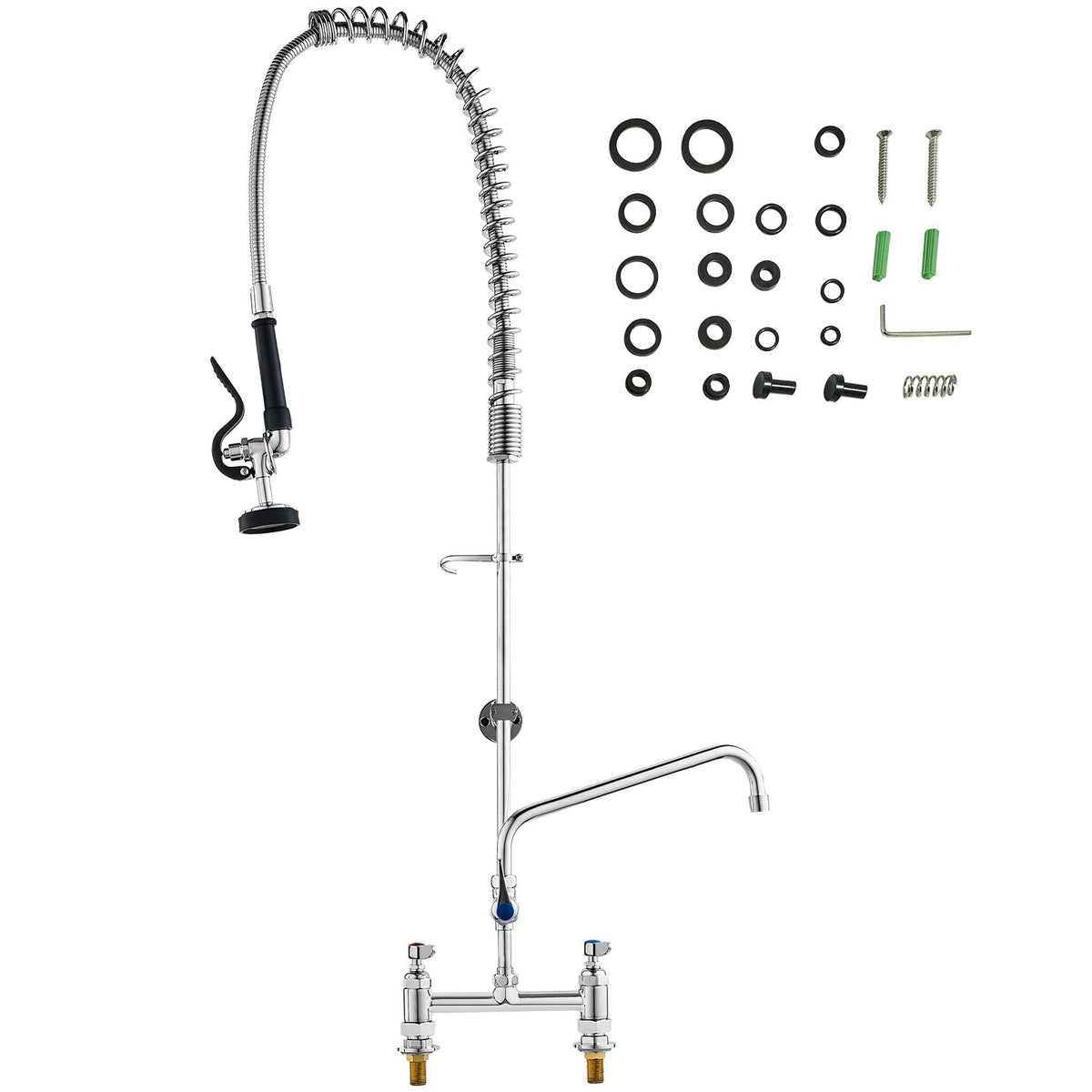 Commercial Faucet with Pre-Rinse Sprayer, 44