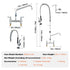 Commercial Faucet with Pre-Rinse Sprayer, 44" Height, 8" Center, 12" Swing Spout, Deck Mount Kitchen Sink Faucet, Brass Constructed Device with Pull Down Spray, for 1/2/3 Compartment Sink