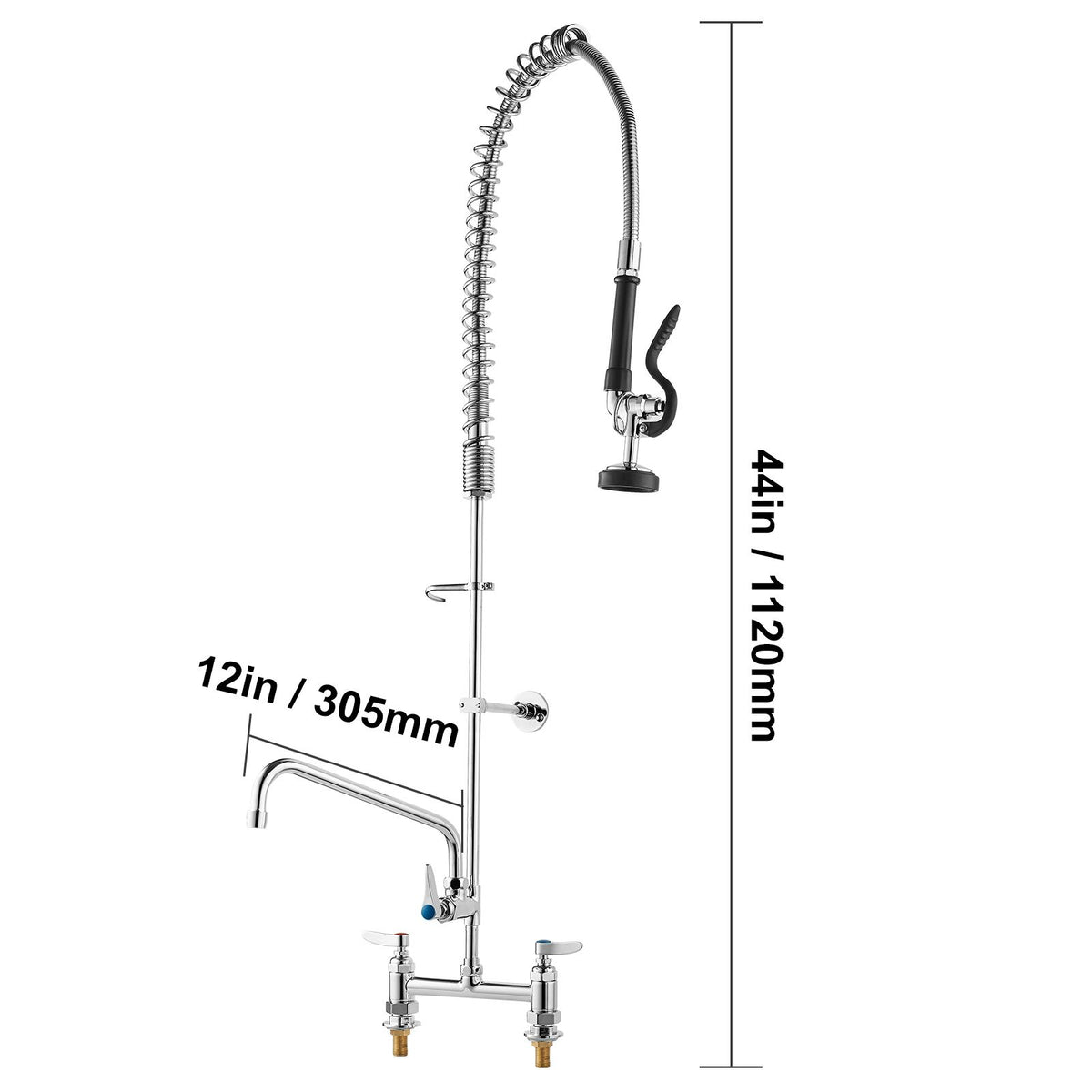 Commercial Faucet with Pre-Rinse Sprayer, 44
