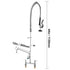 Commercial Faucet with Pre-Rinse Sprayer, 44" Height, 8" Center, 12" Swing Spout, Deck Mount Kitchen Sink Faucet, Brass Constructed Device with Pull Down Spray, for 1/2/3 Compartment Sink