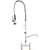 Commercial Faucet with Pre-Rinse Sprayer, 44" Height, 8" Center, 12" Swing Spout, Deck Mount Kitchen Sink Faucet, Brass Constructed Device with Pull Down Spray, for 1/2/3 Compartment Sink