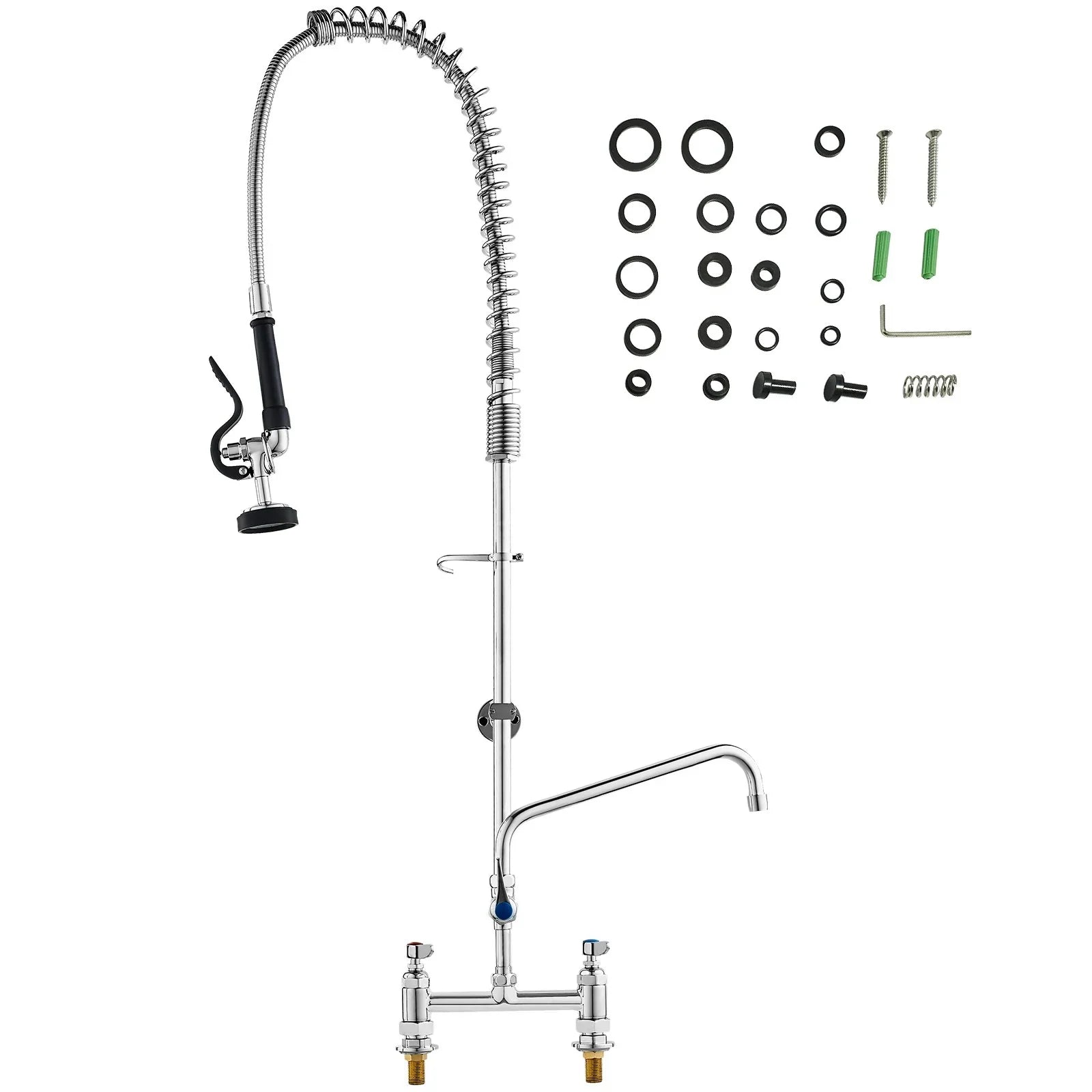 Commercial Faucet with Pre-Rinse Sprayer, 44