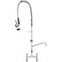 Commercial Faucet with Pre-Rinse Sprayer, 44" Height, 8" Center, 12" Swing Spout, Deck Mount Kitchen Sink Faucet, Brass Constructed Device with Pull Down Spray, for 1/2/3 Compartment Sink