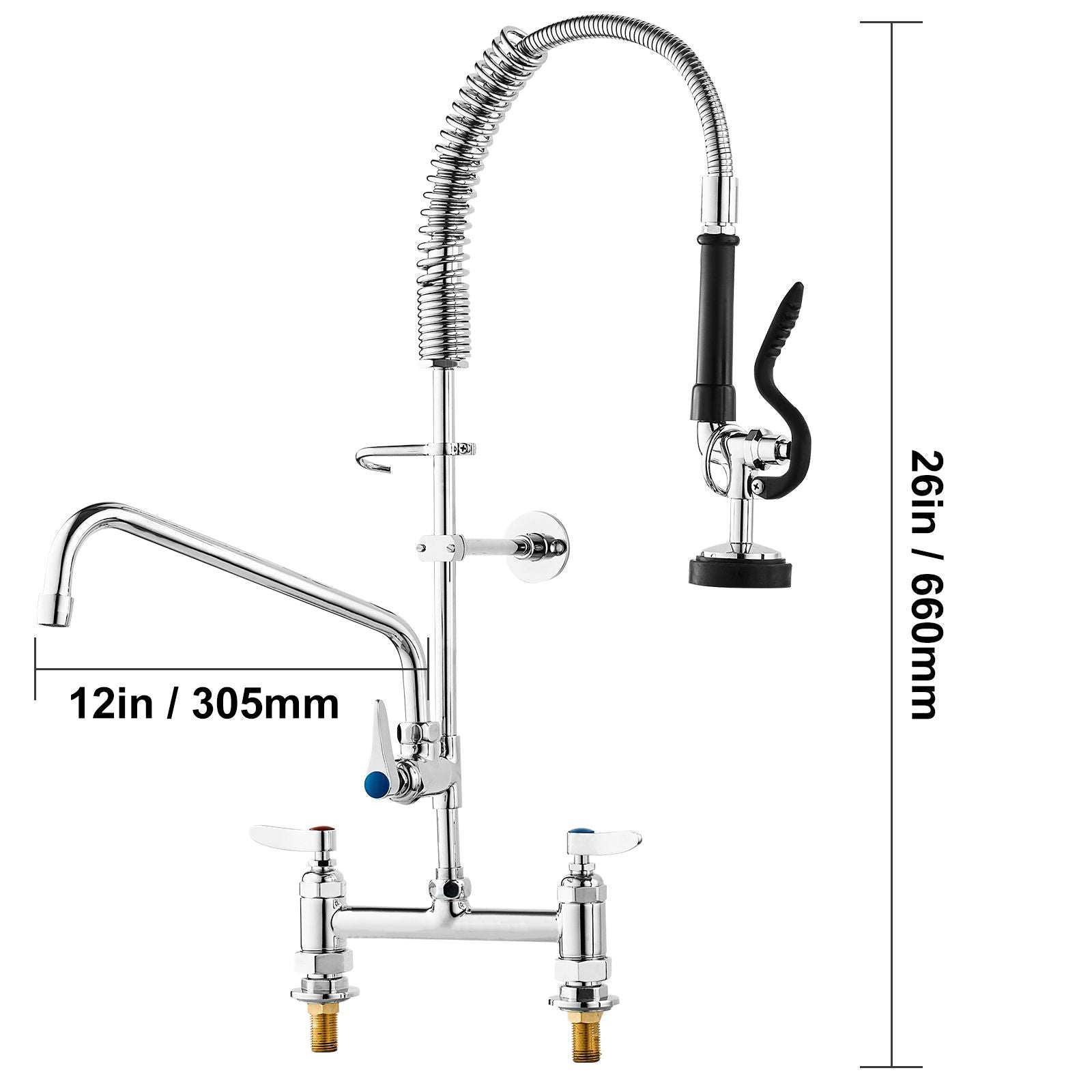 Commercial Faucet with Pre-Rinse Sprayer, 26