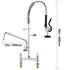 Commercial Faucet with Pre-Rinse Sprayer, 26" Height, 8" Center, 12" Swing Spout, Deck Mount Kitchen Sink Faucet, Brass Constructed Device with Pull Down Spray, for 1/2/3 Compartment Sink