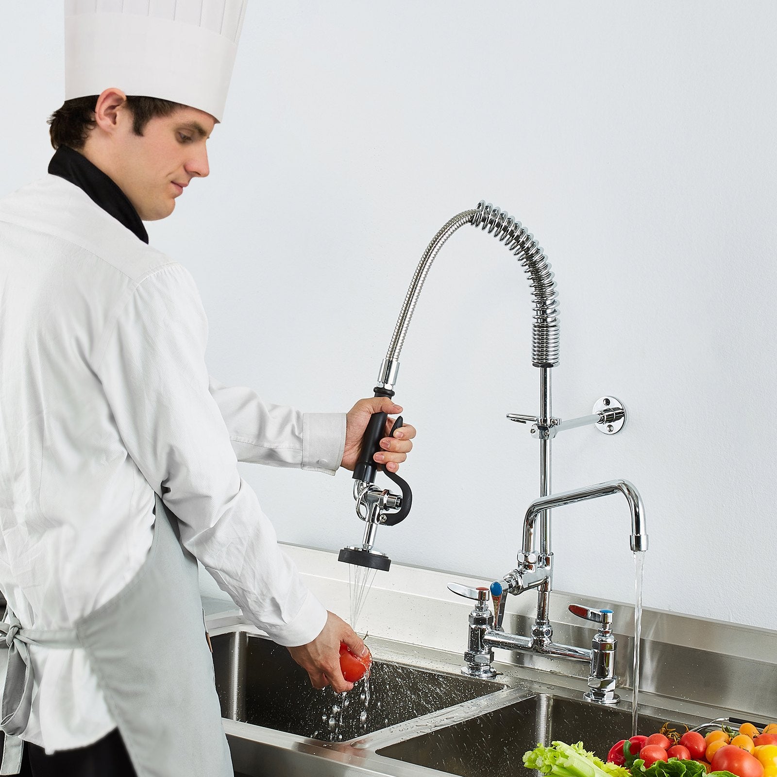 Commercial Faucet with Pre-Rinse Sprayer, 26