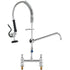 Commercial Faucet with Pre-Rinse Sprayer, 26" Height, 8" Center, 12" Swing Spout, Deck Mount Kitchen Sink Faucet, Brass Constructed Device with Pull Down Spray, for 1/2/3 Compartment Sink