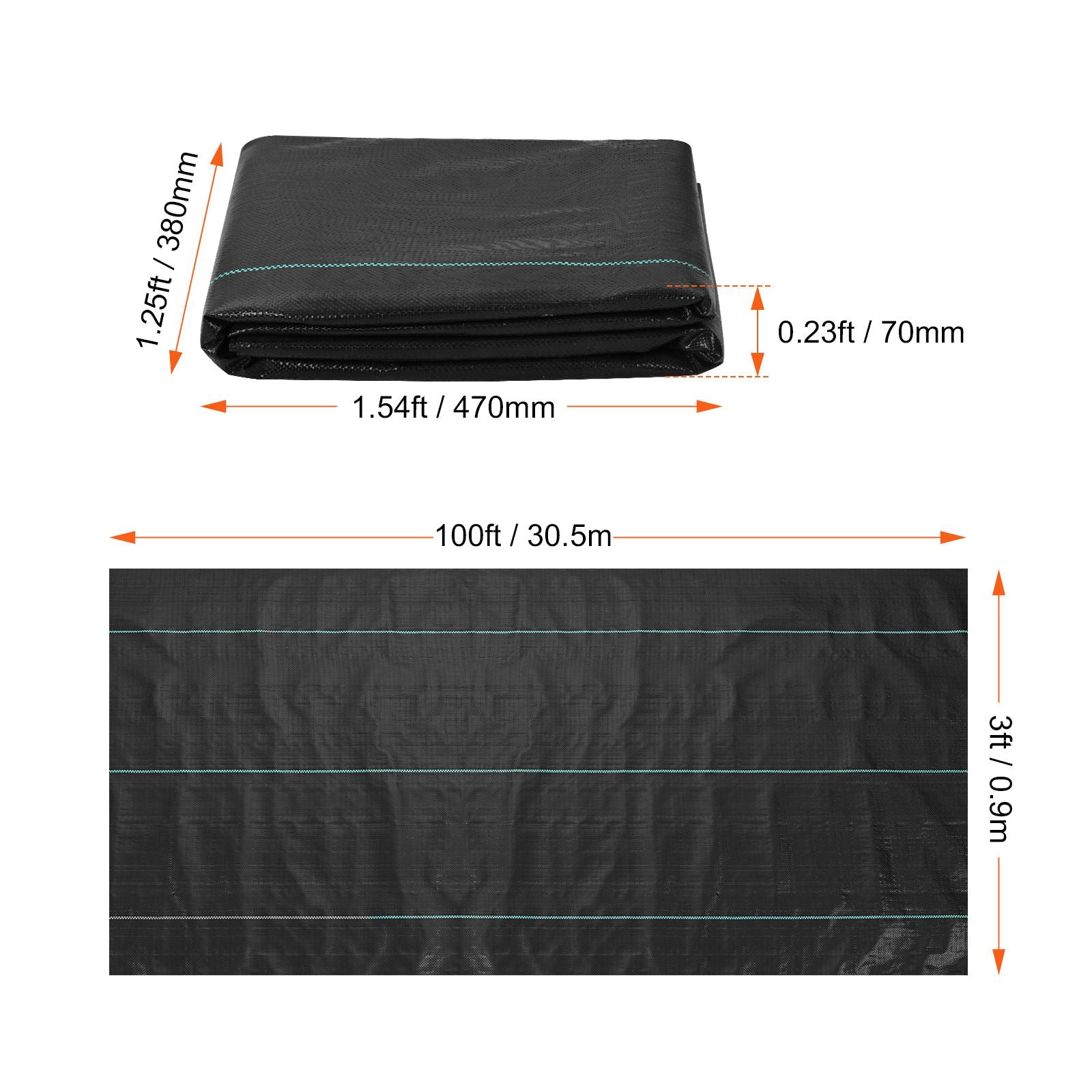 Weed Barrier Landscape Fabric, 3*100FT Heavy Duty Garden Weed Fabric, Woven PP Weed Control Fabric, Driveway Fabric, Geotextile Fabric for Landscaping, Ground Cover, Weed Blocker Weed Mat, Black
