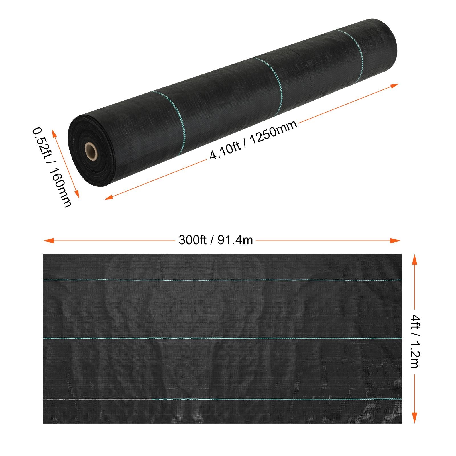 4x300FT Heavy Duty Weed Barrier Landscape Fabric 3.2oz Garden Weed Mat