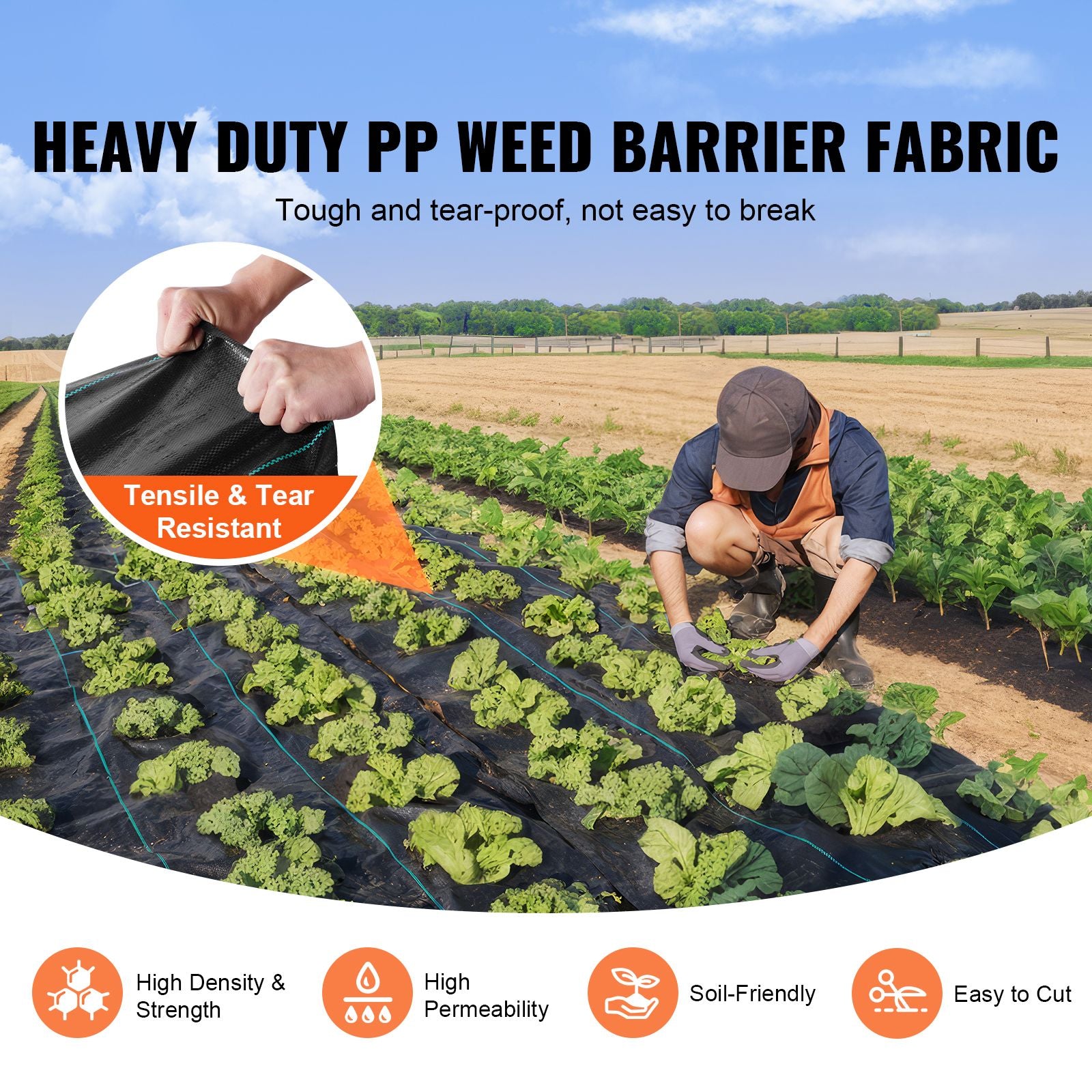 Weed Barrier Landscape Fabric, 6*100FT Heavy Duty Garden Weed Fabric, Woven PP Weed Control Fabric, Driveway Fabric, Geotextile Fabric for Landscaping, Ground Cover, Weed Blocker Weed Mat, Black