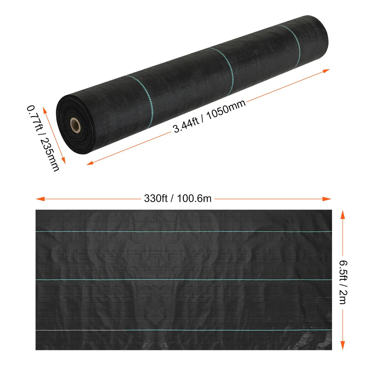 Weed Barrier Landscape Fabric, 6.5*330FT Heavy Duty Garden Weed Fabric, Woven PP Weed Control Fabric, Driveway Fabric, Geotextile Fabric for Landscaping, Ground Cover, Weed Blocker Weed Mat