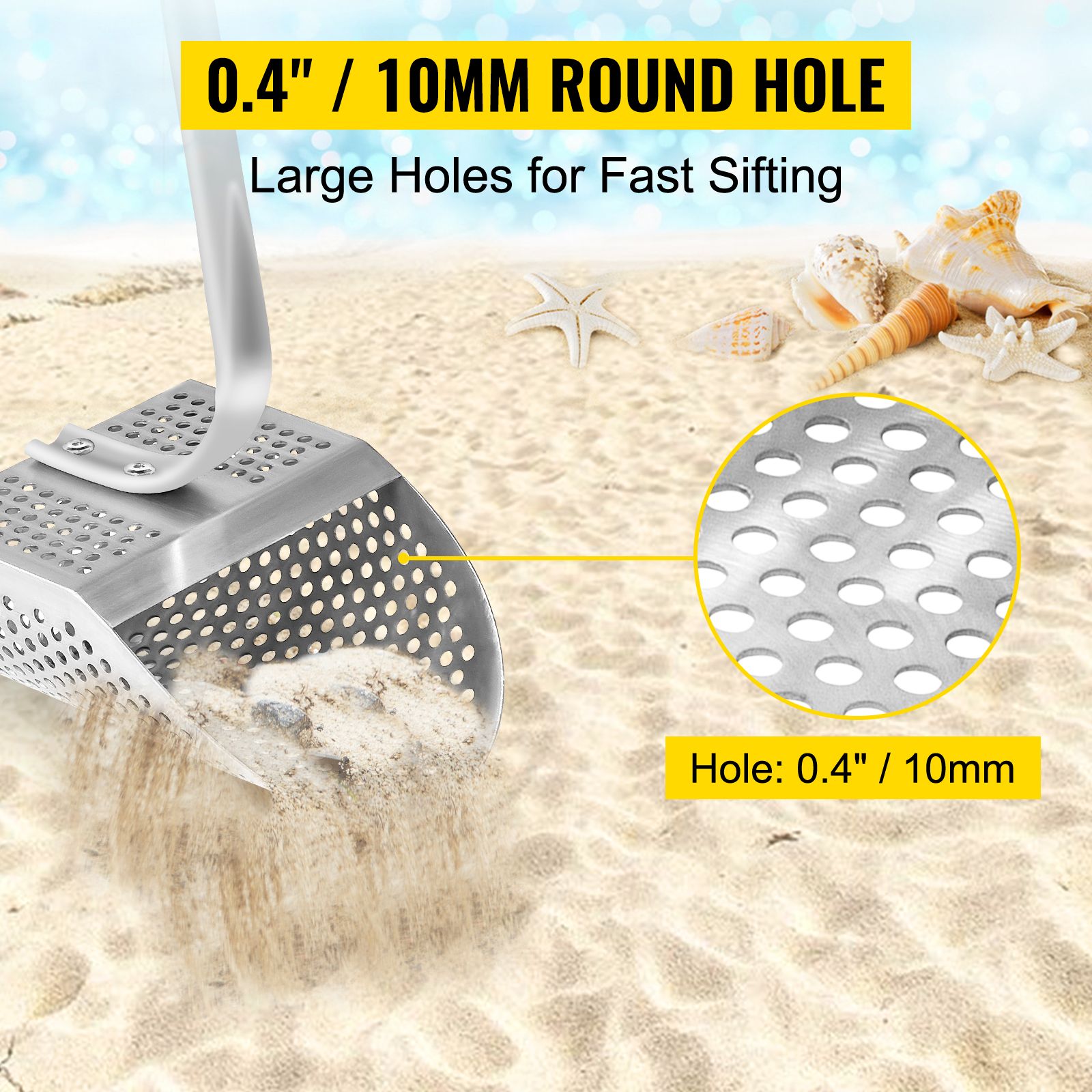 Metal Detector Sand Scoop Metal Detecting Hunting Scoop w/ Steel Handle