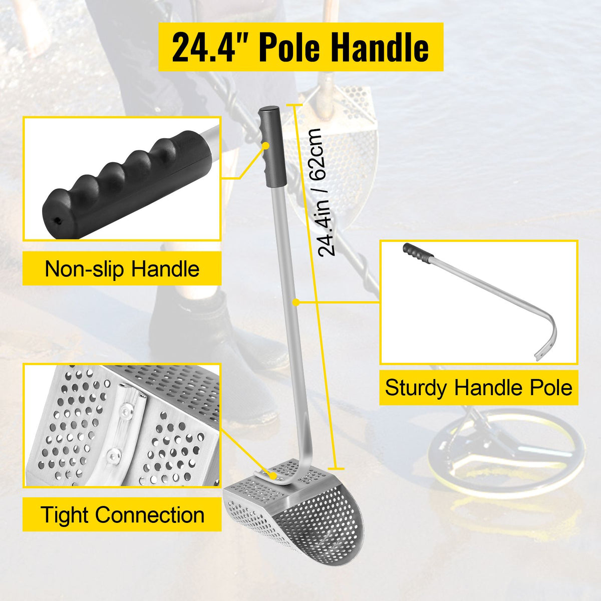 Metal Detector Sand Scoop Metal Detecting Hunting Scoop with Steel Handle