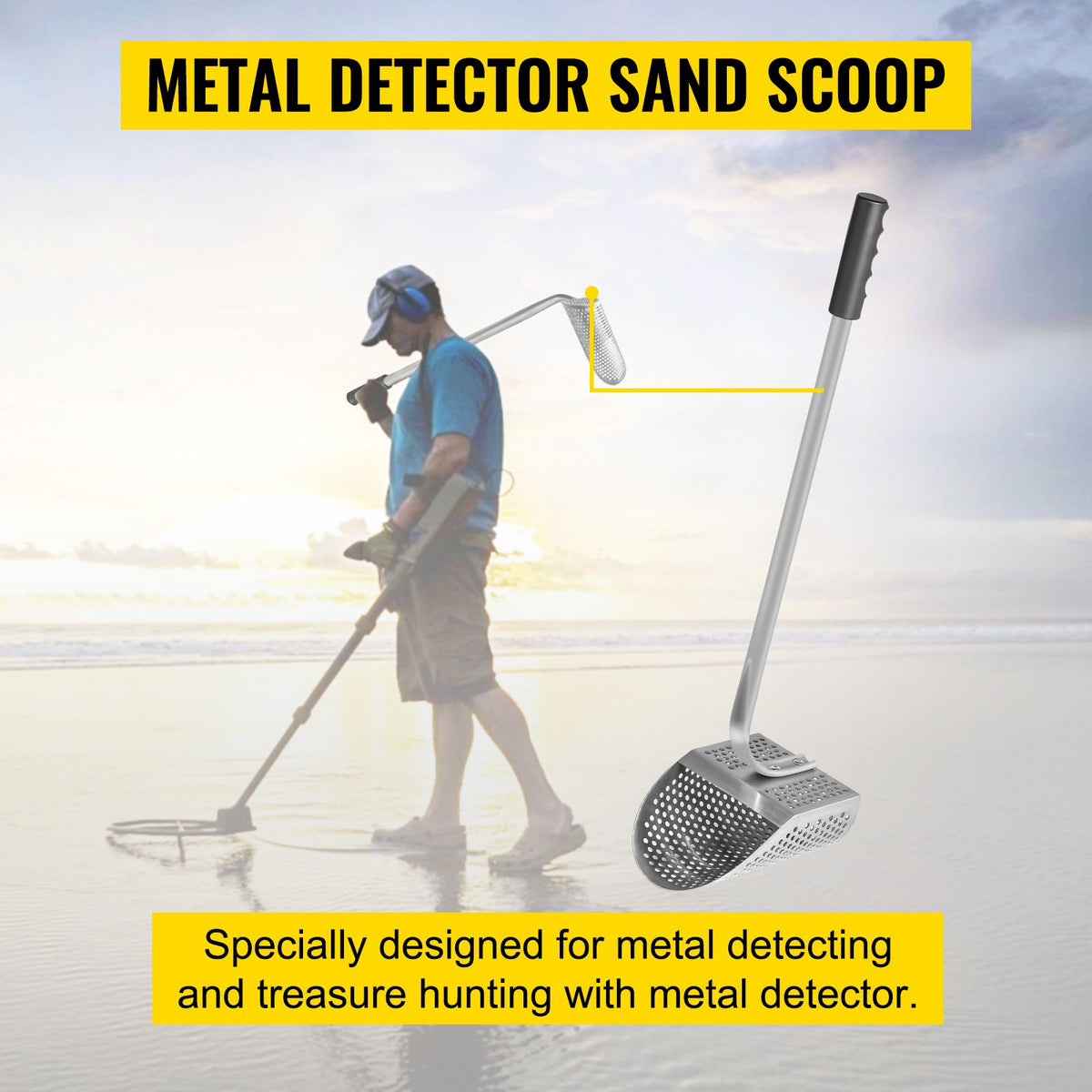 Metal Detector Sand Scoop Metal Detecting Hunting Scoop with Steel Handle