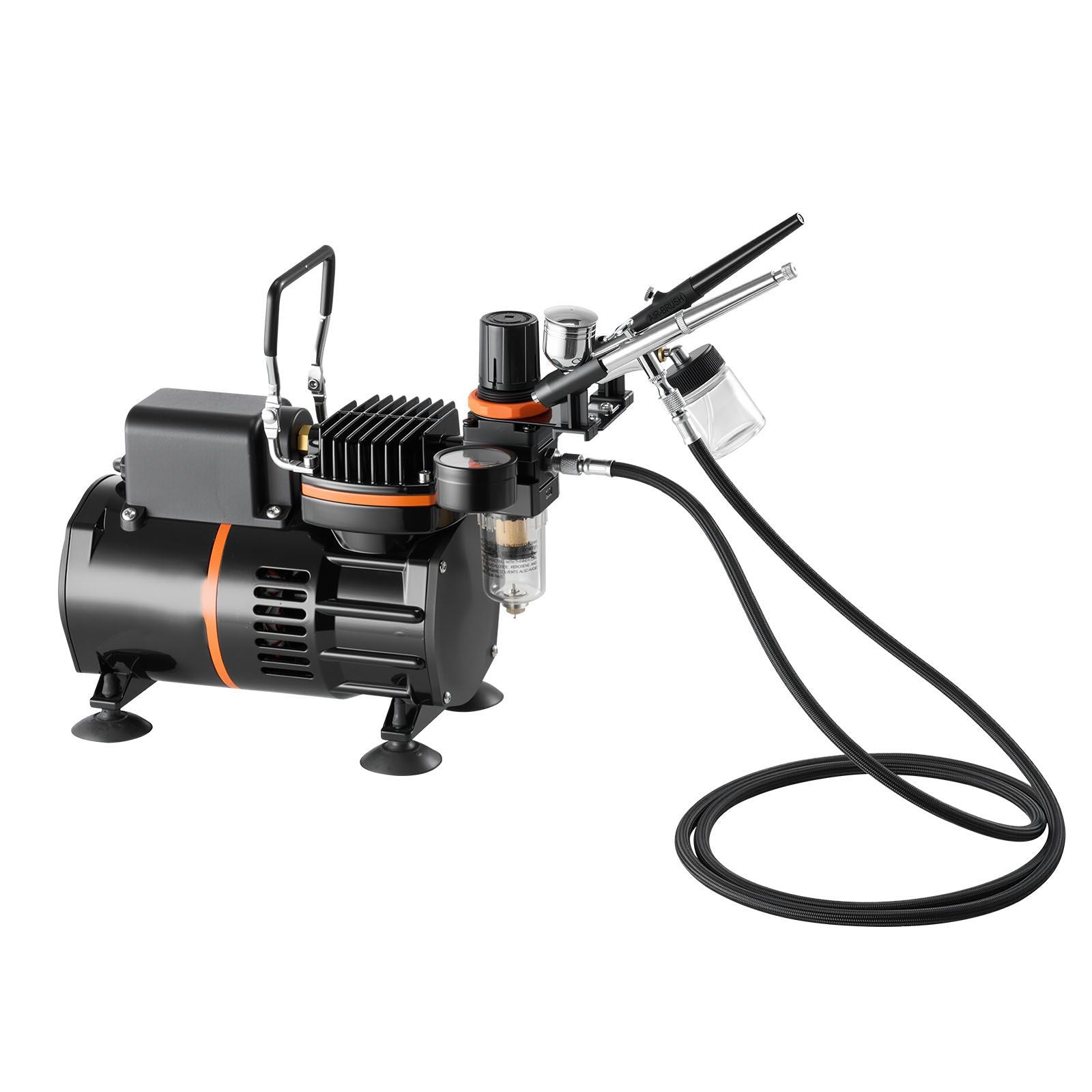 Airbrush Kit, 1/6 HP, Air Brush Kit with Air Compressor, 3 Dual-Action Professional Airbrushes with 3 Tips, Hose, Acrylic Paint, 2 Fans, Low Noise, for Cake Decorating, Model Painting, Nail Art