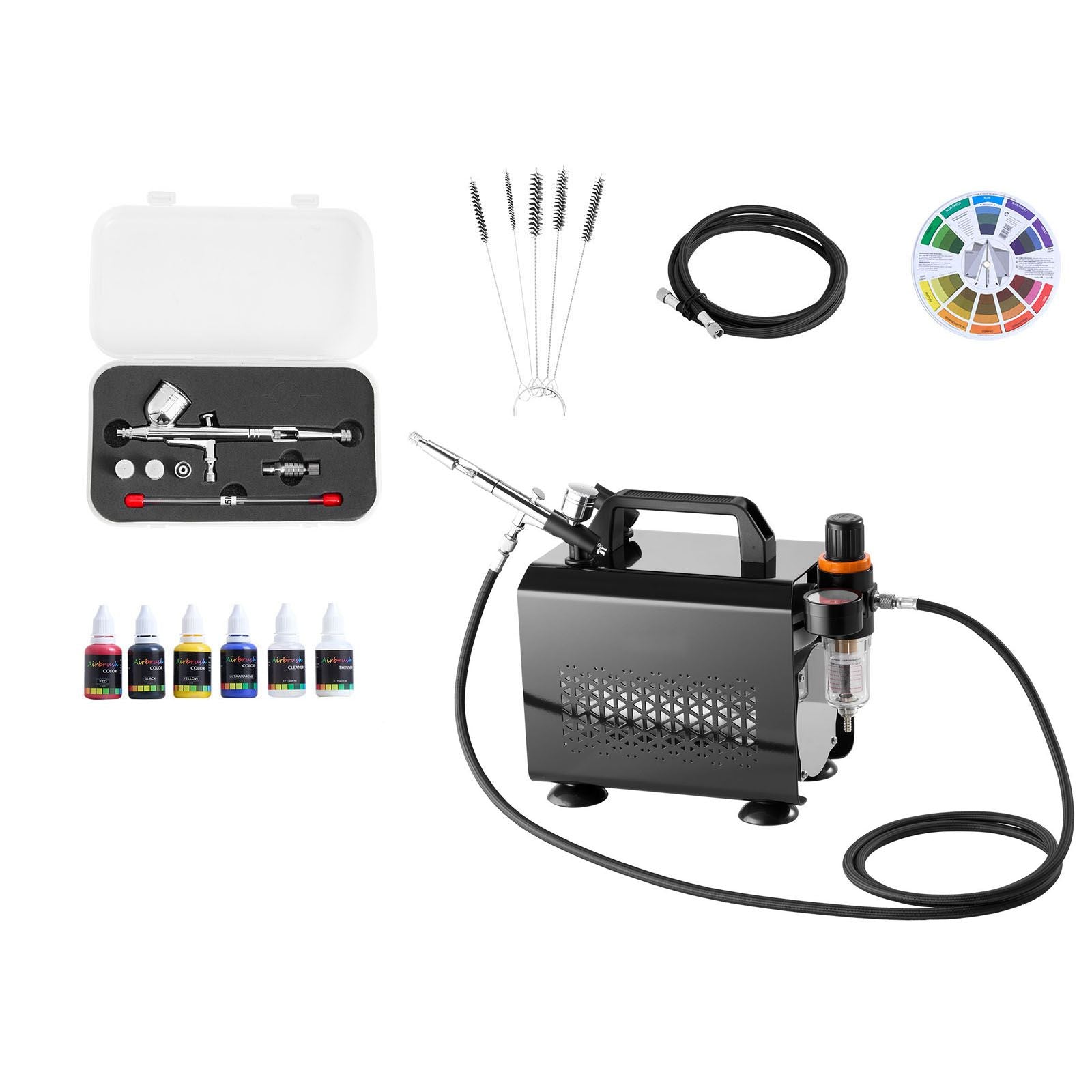 Airbrush Kit Air Brush Kit 1/6 HP Air Compressor 1 Airbrush 3 Tips Paint