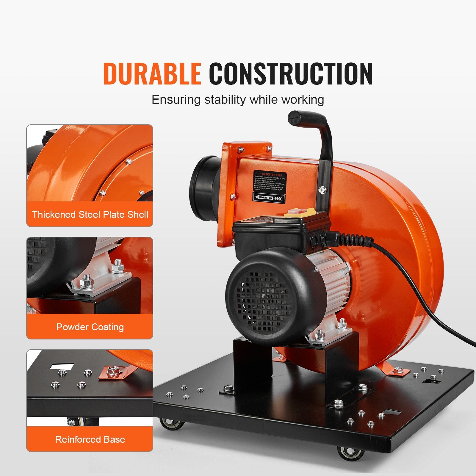 VEVOR Dust Collector, 1HP 460 CFM Air Flow, Rolling Dust Collector with 80L Large Dust Collection Bag, 2.5 Micron Bag Filtration, Industrial Workshop Mobile Wood Dust Container with Handle and Wheels
