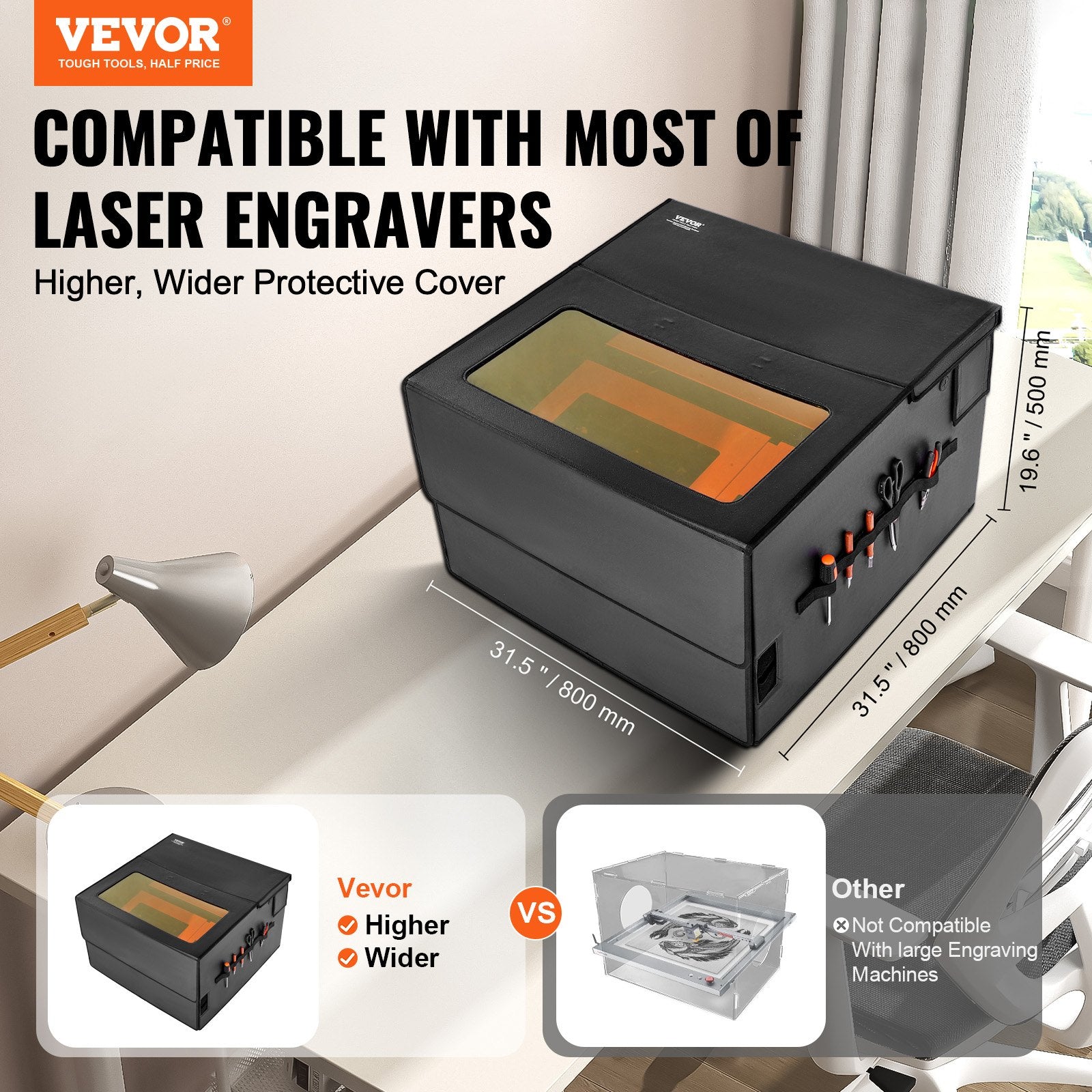 Laser Engraver Enclosure 800 x 800 x 500 mm Fireproof Protective Cover