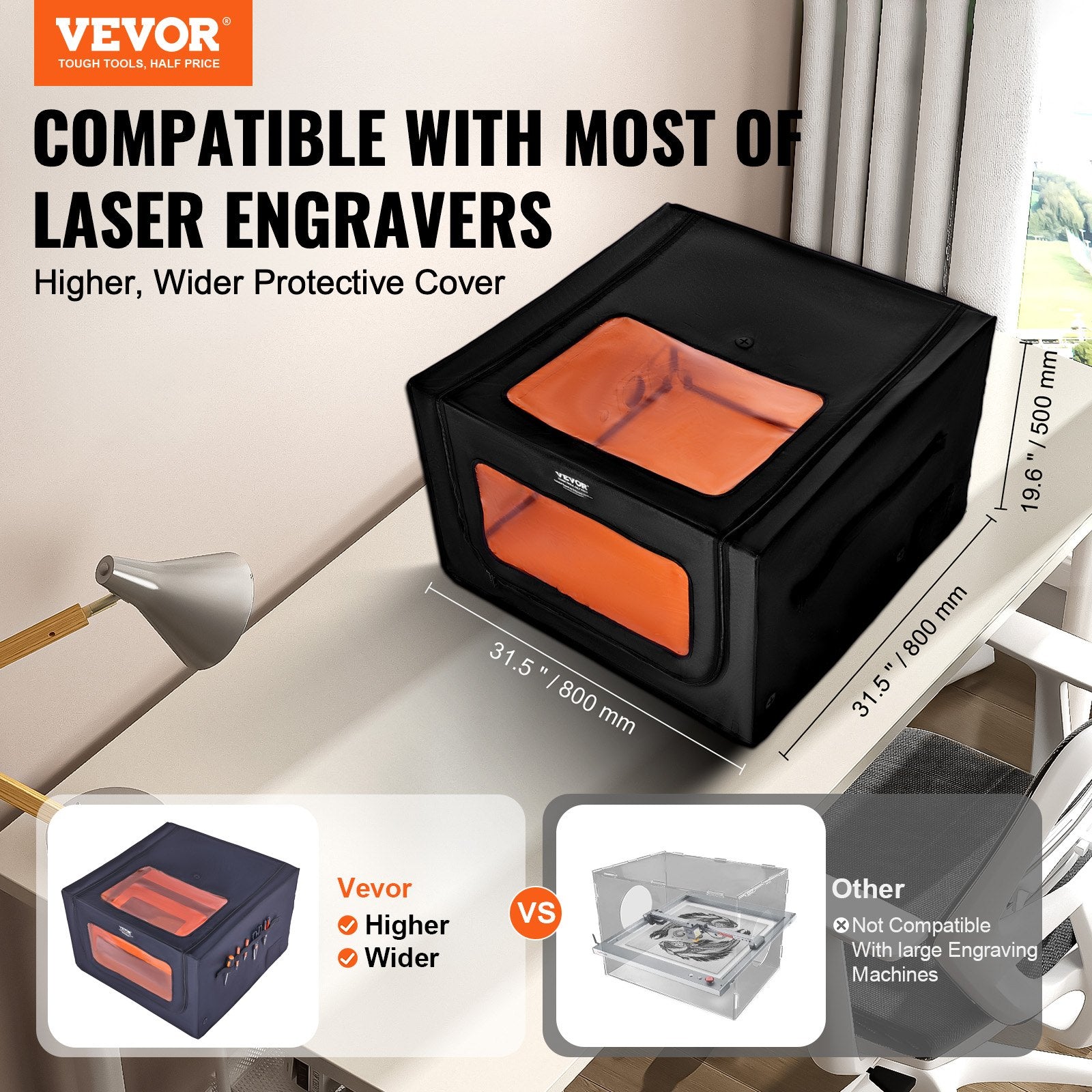 Laser Engraver Enclosure 800 x 800 x 500 mm Fireproof Protective Cover