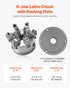 6-Jaw Lathe Chuck, 6 Inch (160 mm), Self-Centering Chuck with D1-4 Cam Lock Backing Plate, 0.12-5.71 in (3-145 mm) Clamping Range with T-wrench Screws, HT300 Material, for Wood Metal Lathe