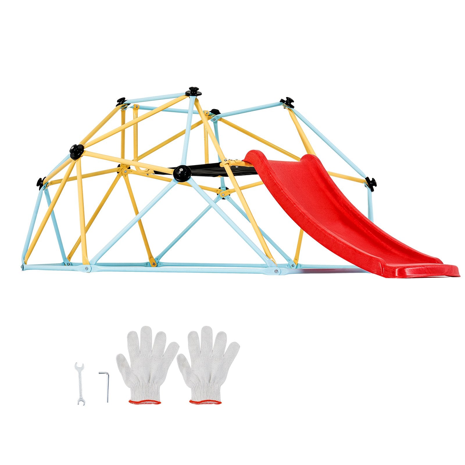 Climbing Dome, 8FT Geometric Dome Climber with Slide, for Kids 3 to 9 Years Old, Jungle Gym Supports 600LBS and Easy Assembly, with Climbing Grip, Outdoor and Indoor Play Equipment for Kids