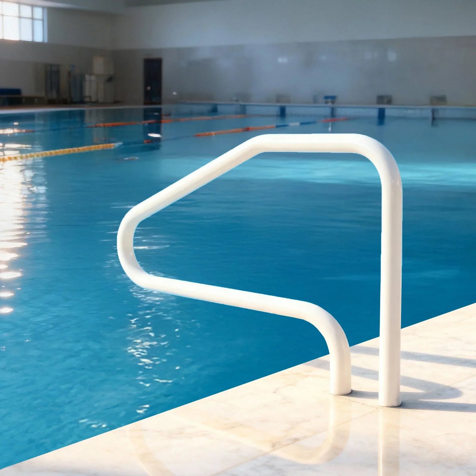 Pool Rail, 122 x 81.3 cm Pool Handrail, 100kg Load Capacity Heavy Duty Stainless Steel Swimming Handrail, Seamless Welding, Recessed or Base Mount, for Poolside, Water Parks, Spa Centers