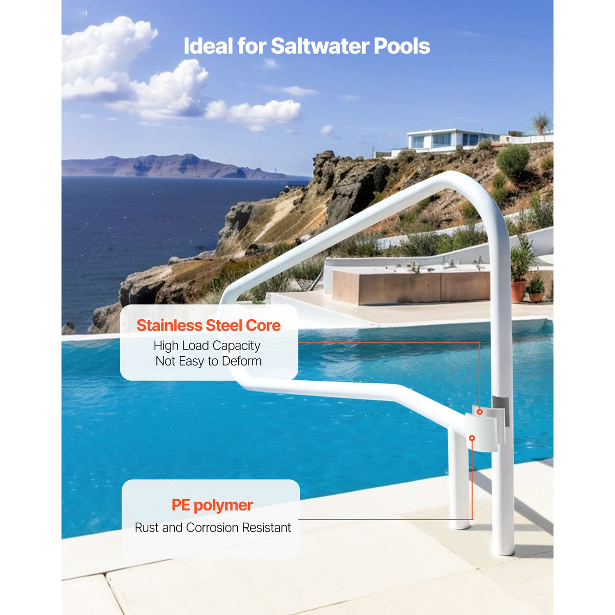 Stainless Steel Pool Handrail 137x81cm Heavy Duty Swimming Pool Safety Rail
