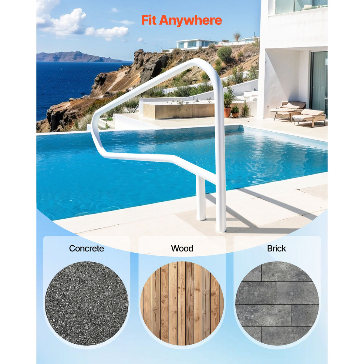 Stainless Steel Pool Handrail 137x81cm Heavy Duty Swimming Pool Safety Rail