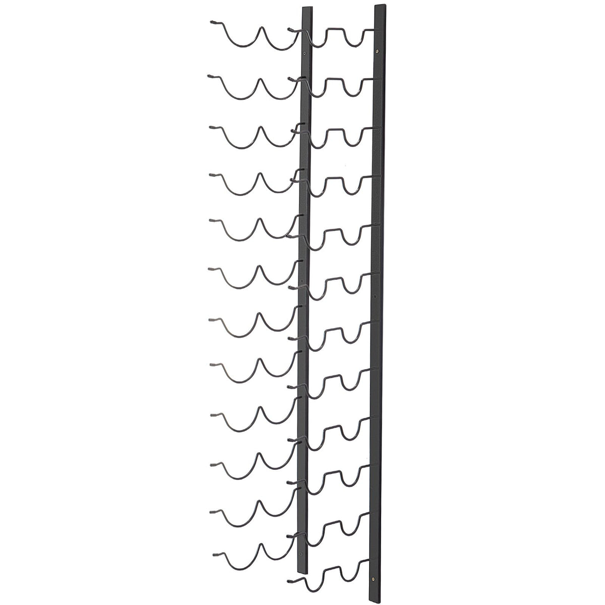 Wall Mounted Wine Rack 24 Bottle Holder Black Steel Vertical Storage Shelf