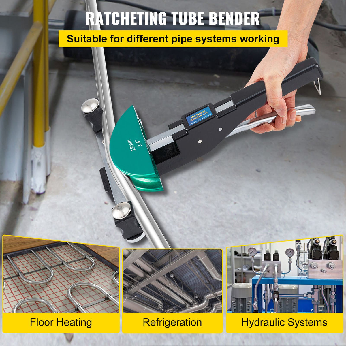 Copper Pipe Bender HVAC Refrigeration Ratcheting Tube Bender 1/4
