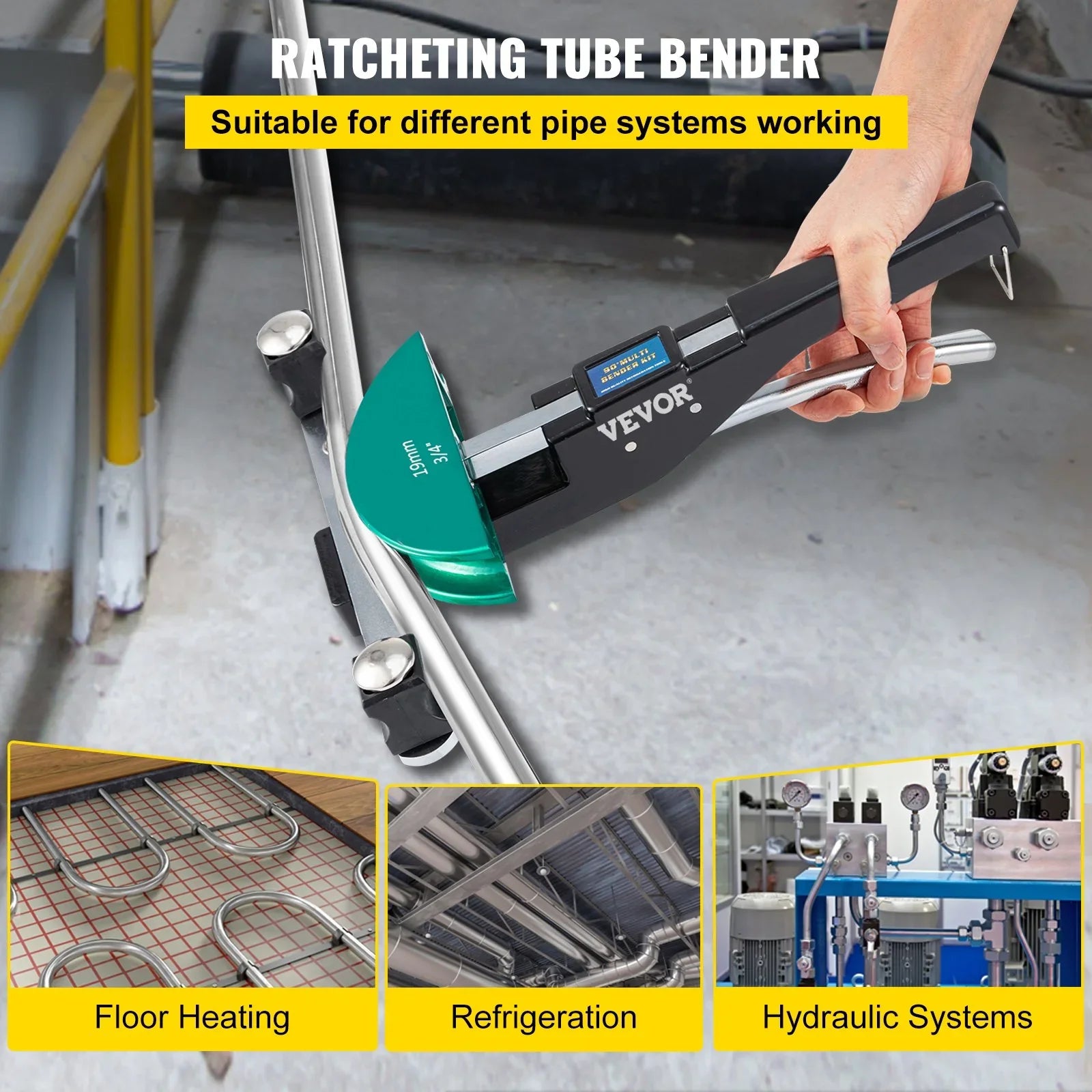 Copper Pipe Bender HVAC Refrigeration Ratcheting Tube Bender 1/4