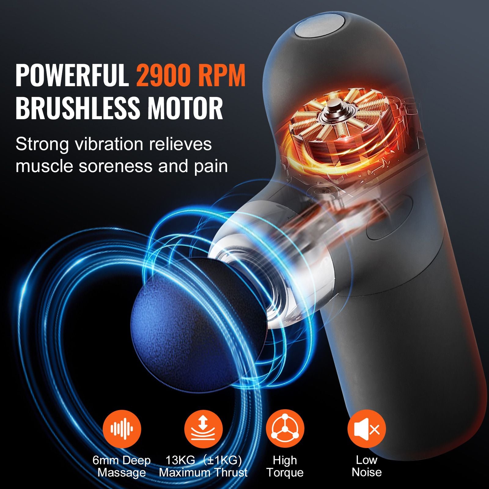 Mini Deep Tissue Massage Gun 4 Speeds 4 Heads Percussion Muscle Massager