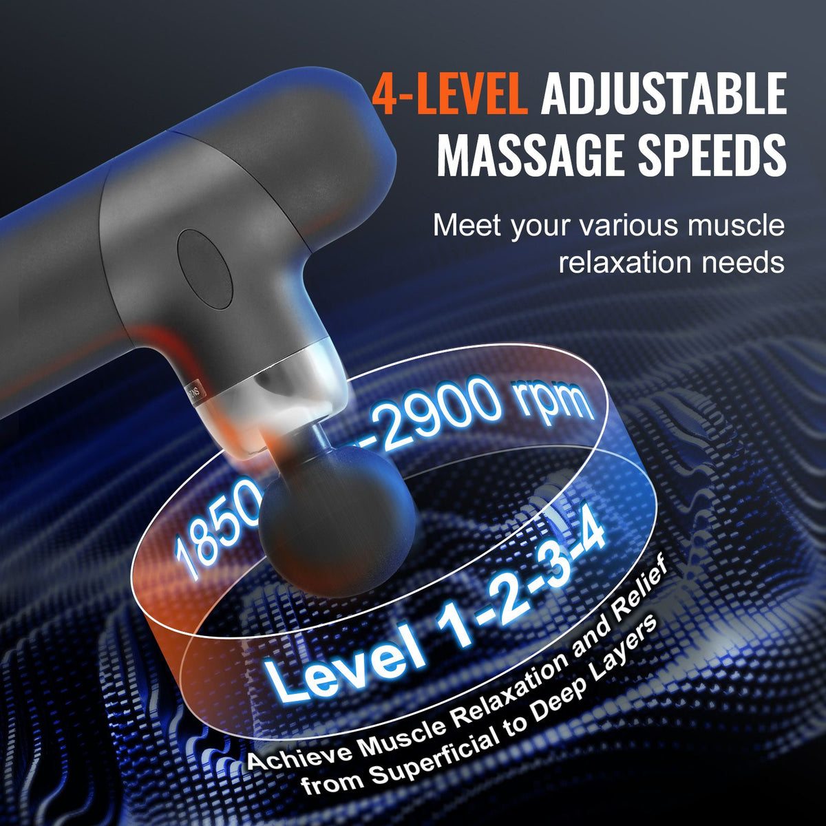 Mini Deep Tissue Massage Gun 4 Speeds 4 Heads Percussion Muscle Massager