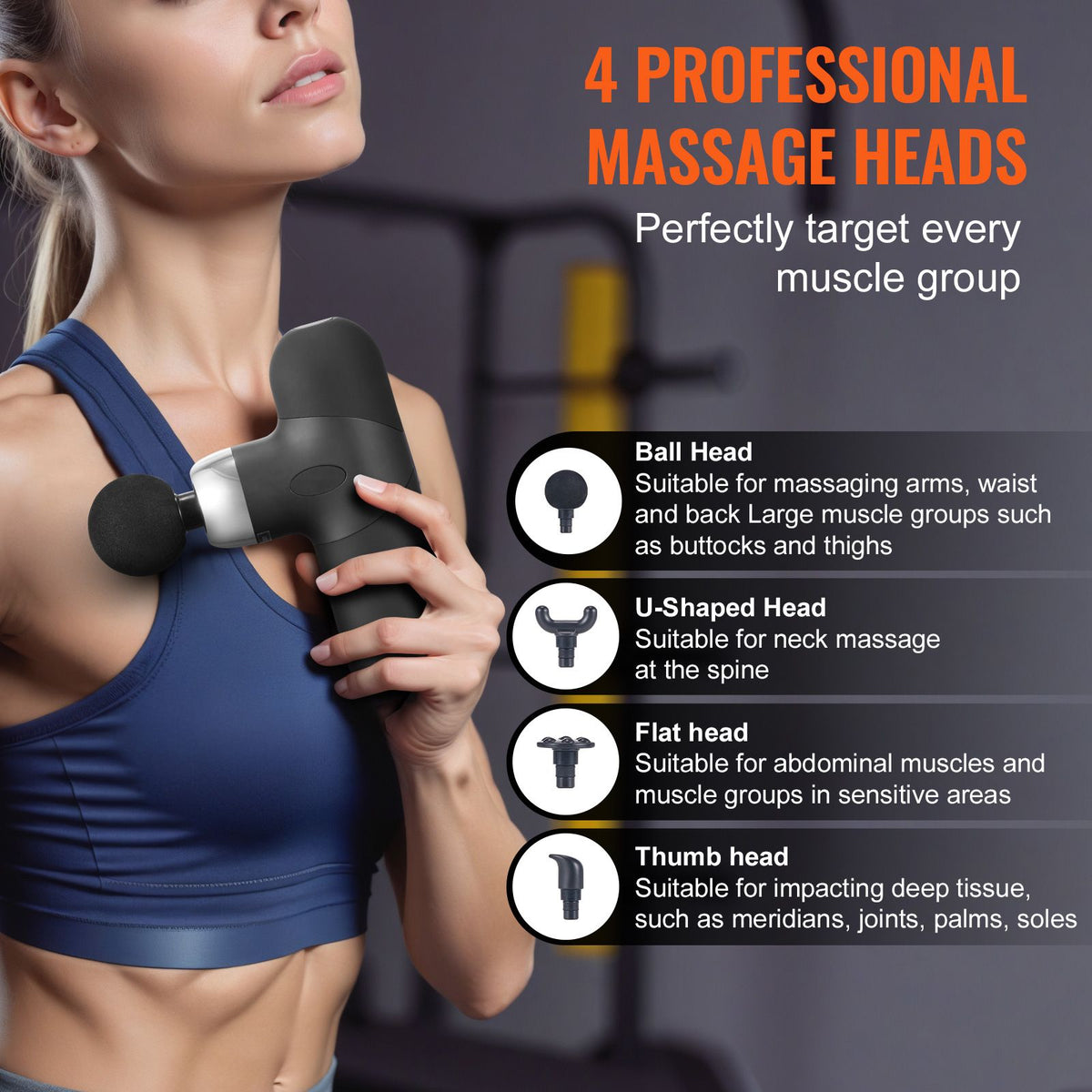 Mini Deep Tissue Massage Gun 4 Speeds 4 Heads Percussion Muscle Massager