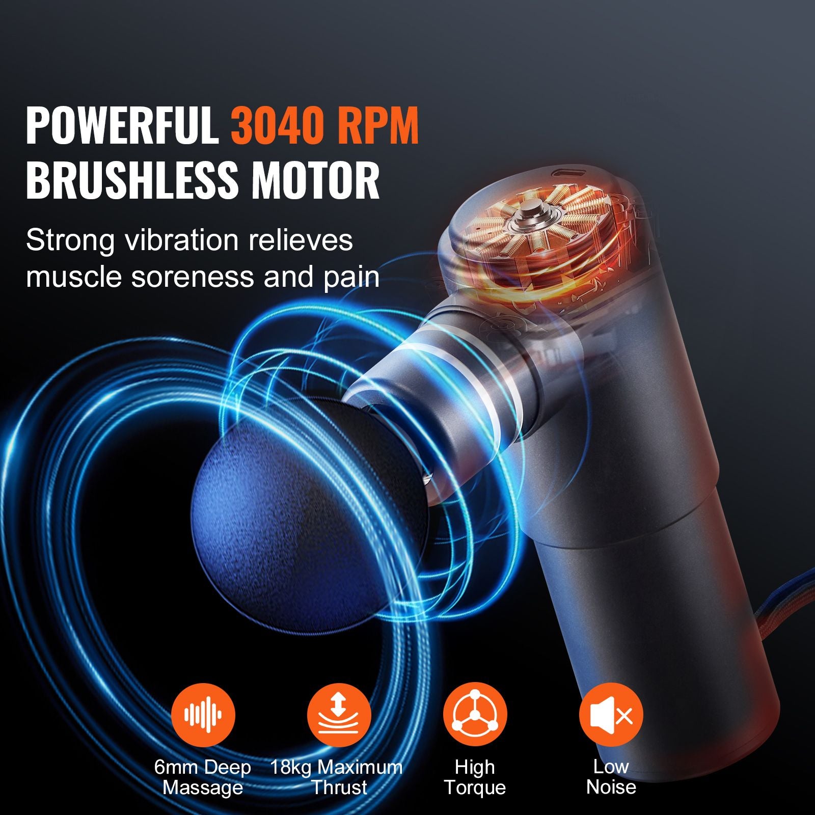 Massage Gun Deep Tissue, Percussion Muscle Massager for Athletes - with 4 Speed Levels & 4 Massage Heads, 12V 2500mAh Batteries, Handheld Electric Massage Gun for Pain Relief, Muscle Relaxation