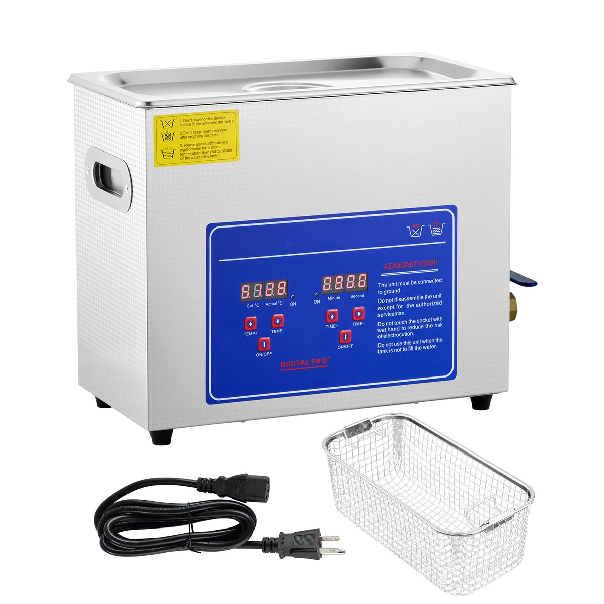 6L Digital Ultrasonic Cleaner Stainless Steel Heated Sonic Cleaning Machine