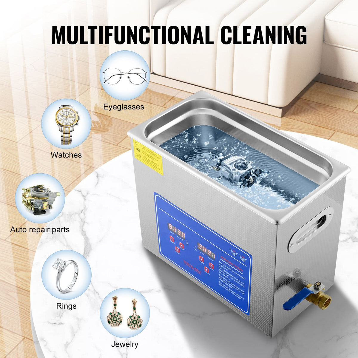 6L Digital Ultrasonic Cleaner Stainless Steel Heated Sonic Cleaning Machine
